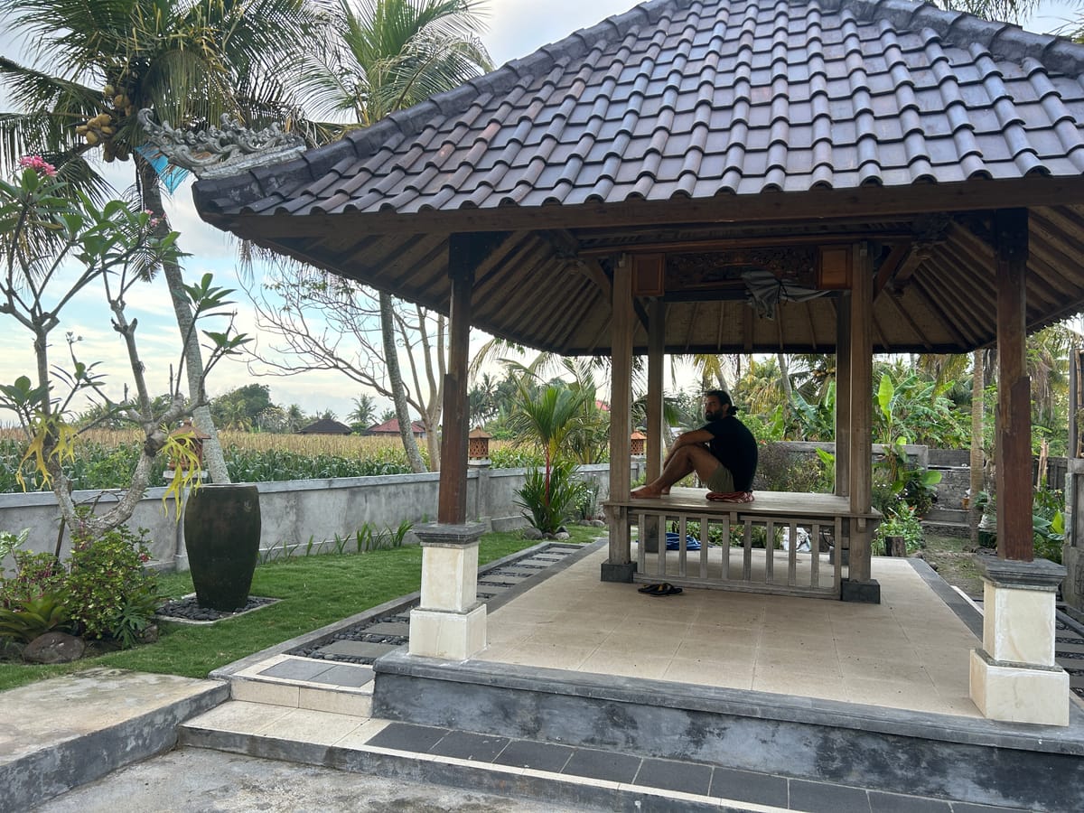 practicing meditation in Bali Village Kelecung